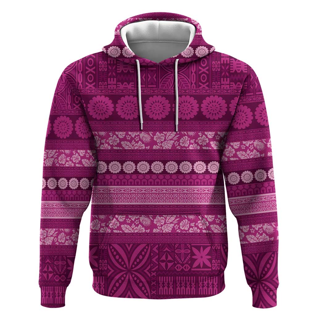 Fiji Marau na Kerisimasi Zip Hoodie Pink Tapa Masi Inspired Christmas - Polynesian Pride