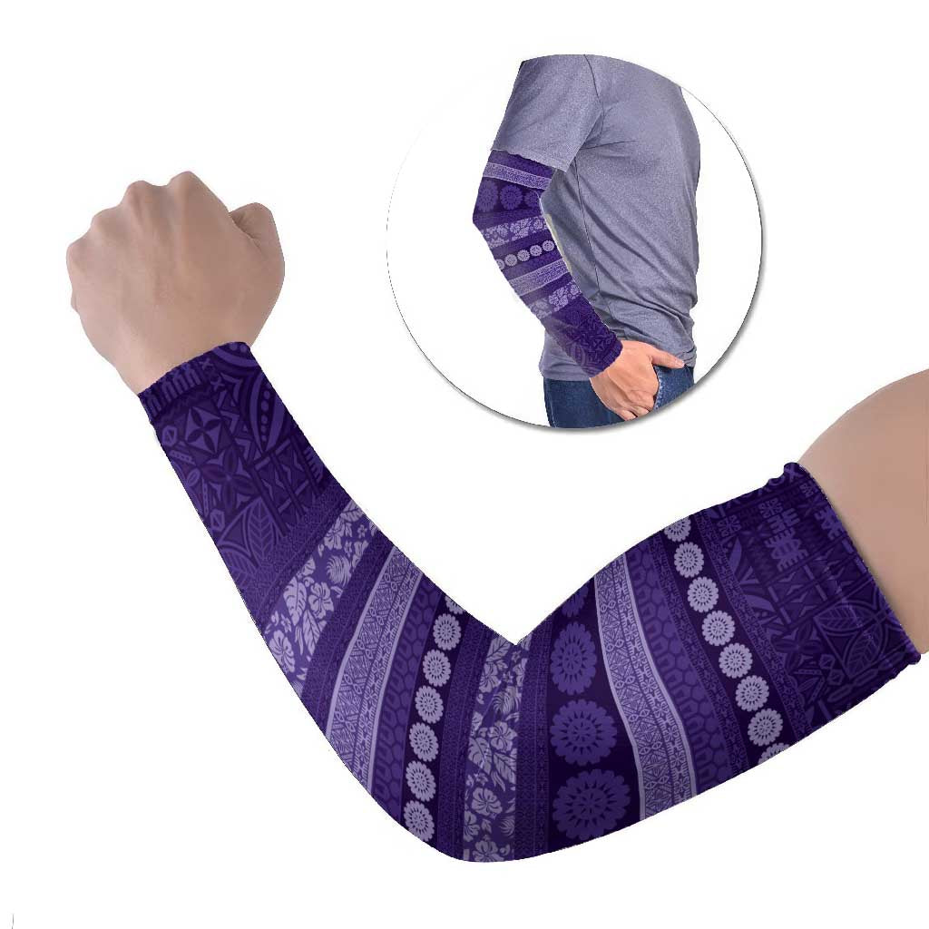 Fiji Marau na Kerisimasi Arm Sleeves Purple Tapa Masi Inspired Christmas - Polynesian Pride