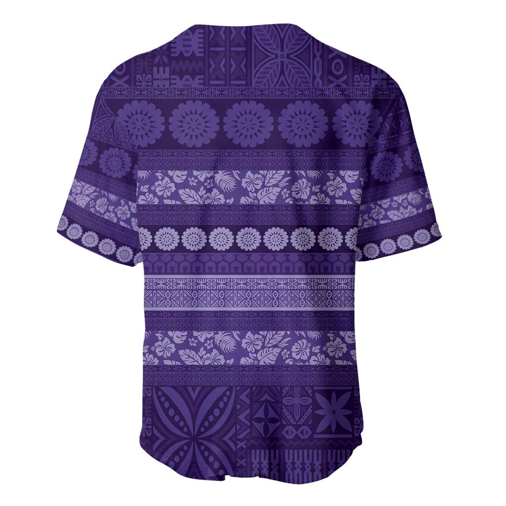 Fiji Marau na Kerisimasi Baseball Jersey Purple Tapa Masi Inspired Christmas - Polynesian Pride