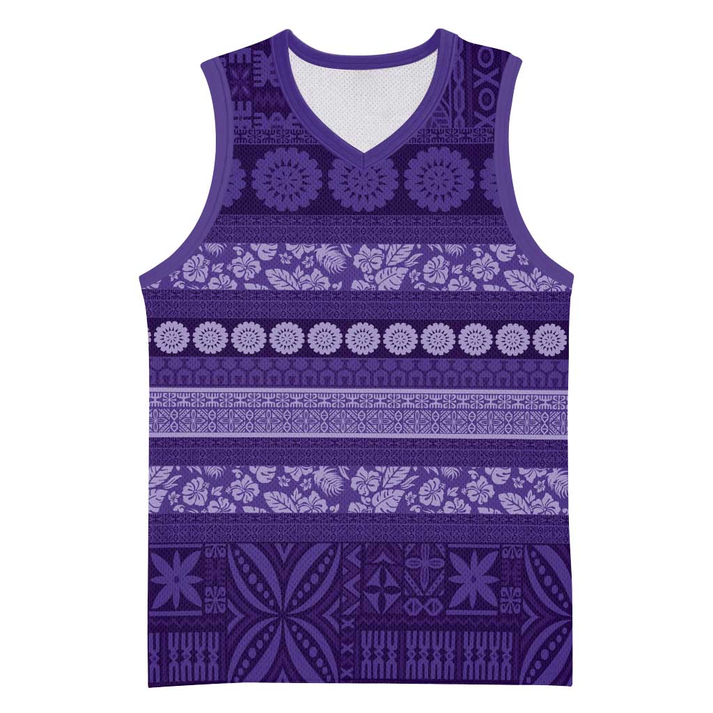 Fiji Marau na Kerisimasi Basketball Jersey Purple Tapa Masi Inspired Christmas - Polynesian Pride