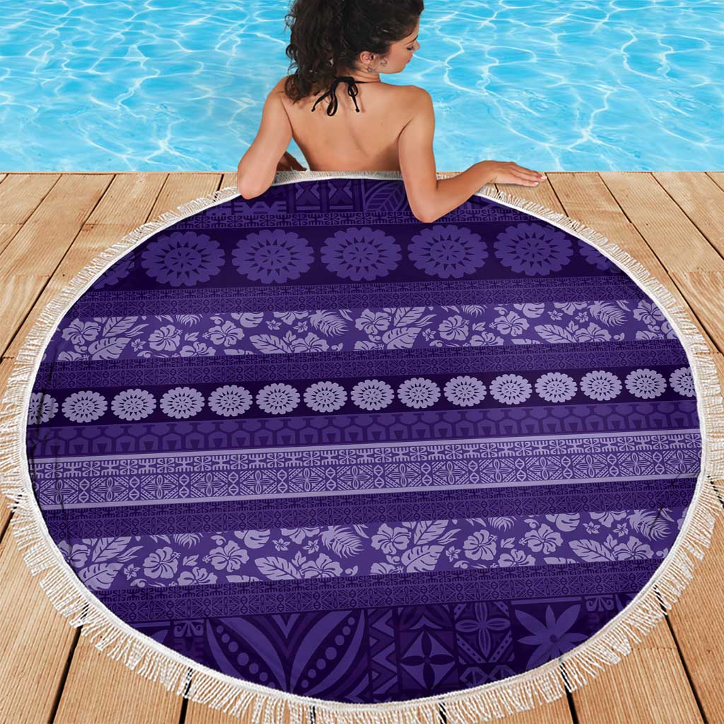 Fiji Marau na Kerisimasi Beach Blanket Purple Tapa Masi Inspired Christmas - Polynesian Pride