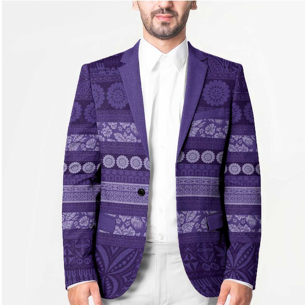Fiji Marau na Kerisimasi Blazer Purple Tapa Masi Inspired Christmas - Polynesian Pride
