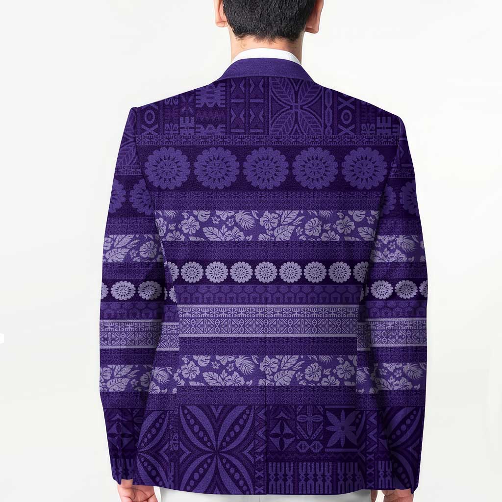 Fiji Marau na Kerisimasi Blazer Purple Tapa Masi Inspired Christmas - Polynesian Pride