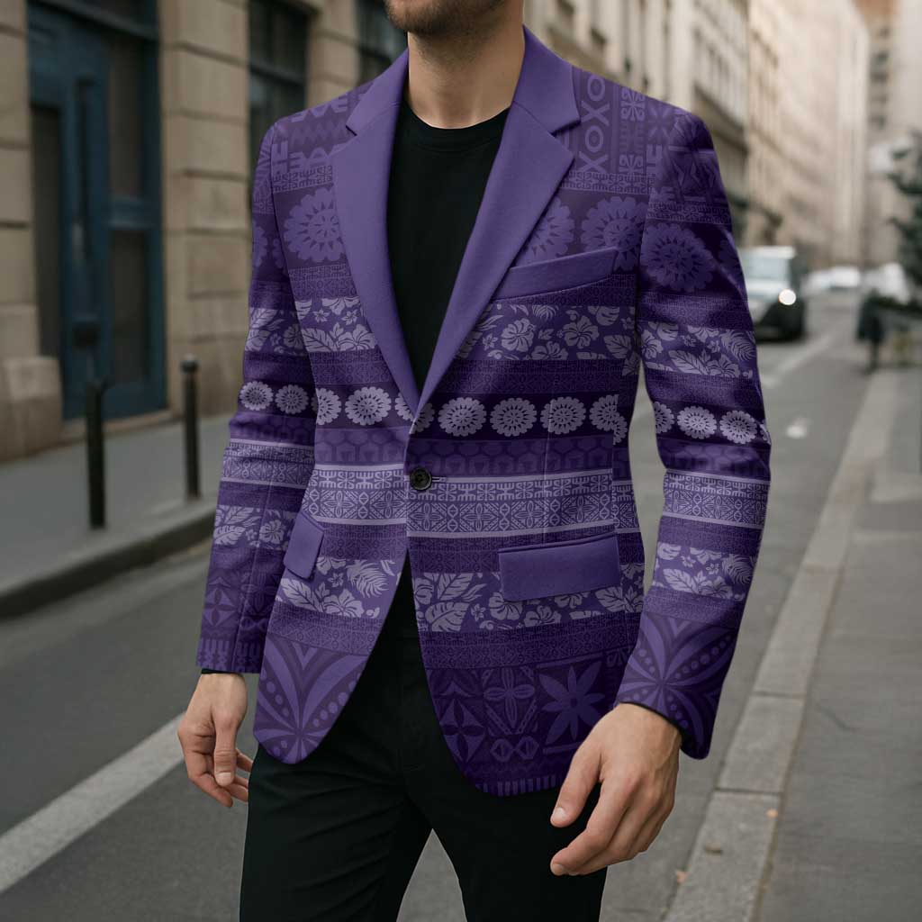 Fiji Marau na Kerisimasi Blazer Purple Tapa Masi Inspired Christmas - Polynesian Pride