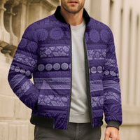 Fiji Marau na Kerisimasi Bomber Puffer Jacket Purple Tapa Masi Inspired Christmas - Polynesian Pride