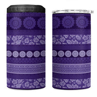 Fiji Marau na Kerisimasi 4 in 1 Can Cooler Tumbler Purple Tapa Masi Inspired Christmas - Polynesian Pride