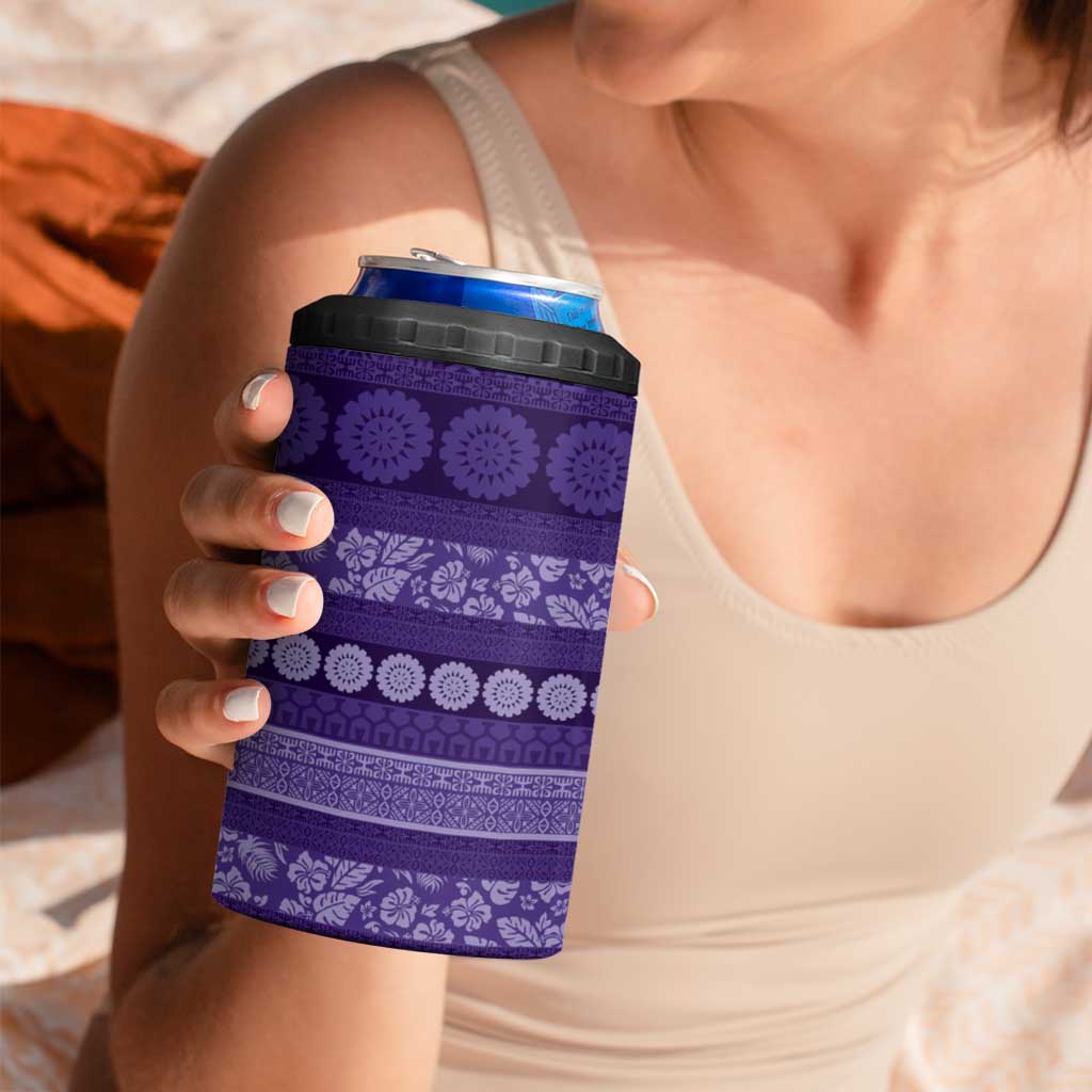Fiji Marau na Kerisimasi 4 in 1 Can Cooler Tumbler Purple Tapa Masi Inspired Christmas - Polynesian Pride