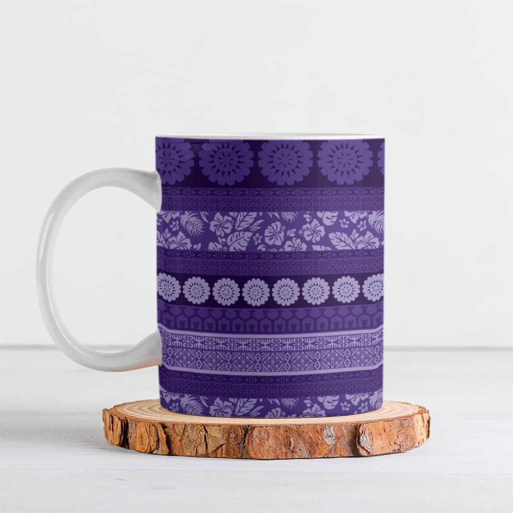 Fiji Marau na Kerisimasi Ceramic Mug Purple Tapa Masi Inspired Christmas - Polynesian Pride