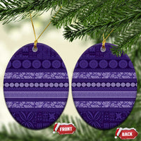 Fiji Marau na Kerisimasi Ceramic Ornament Purple Tapa Masi Inspired Christmas - Polynesian Pride