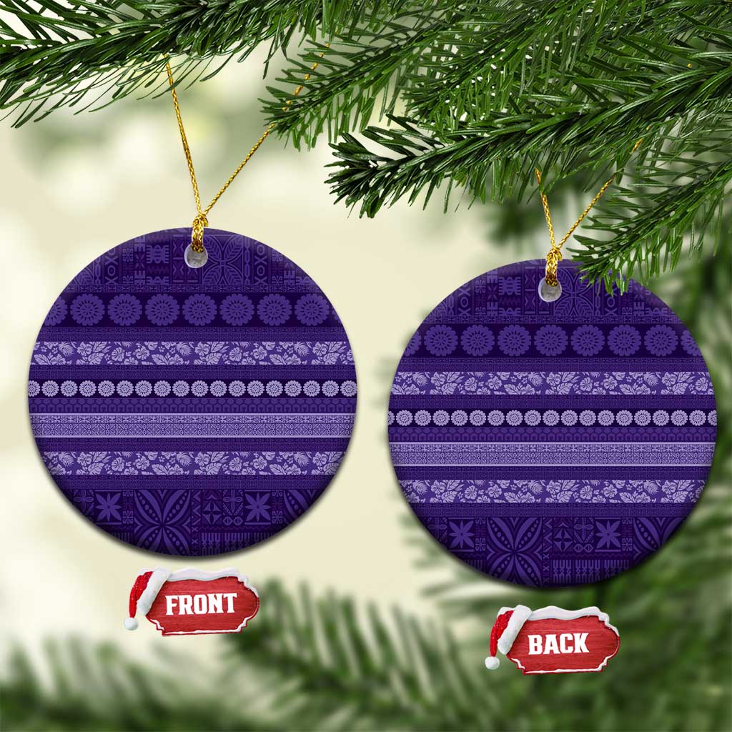 Fiji Marau na Kerisimasi Ceramic Ornament Purple Tapa Masi Inspired Christmas - Polynesian Pride