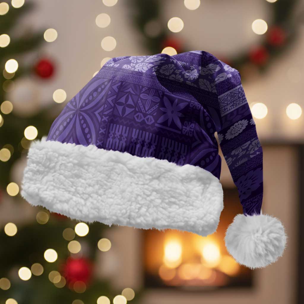 Fiji Marau na Kerisimasi Christmas Santa Hat Purple Tapa Masi Inspired Christmas - Polynesian Pride
