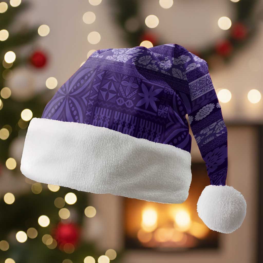 Fiji Marau na Kerisimasi Christmas Santa Hat Purple Tapa Masi Inspired Christmas - Polynesian Pride