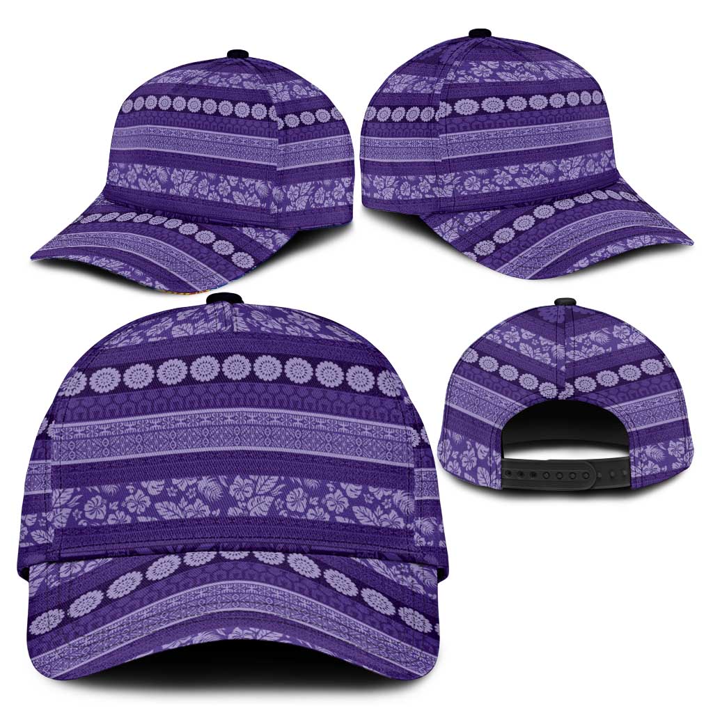 Fiji Marau na Kerisimasi Classic Cap Purple Tapa Masi Inspired Christmas - Polynesian Pride