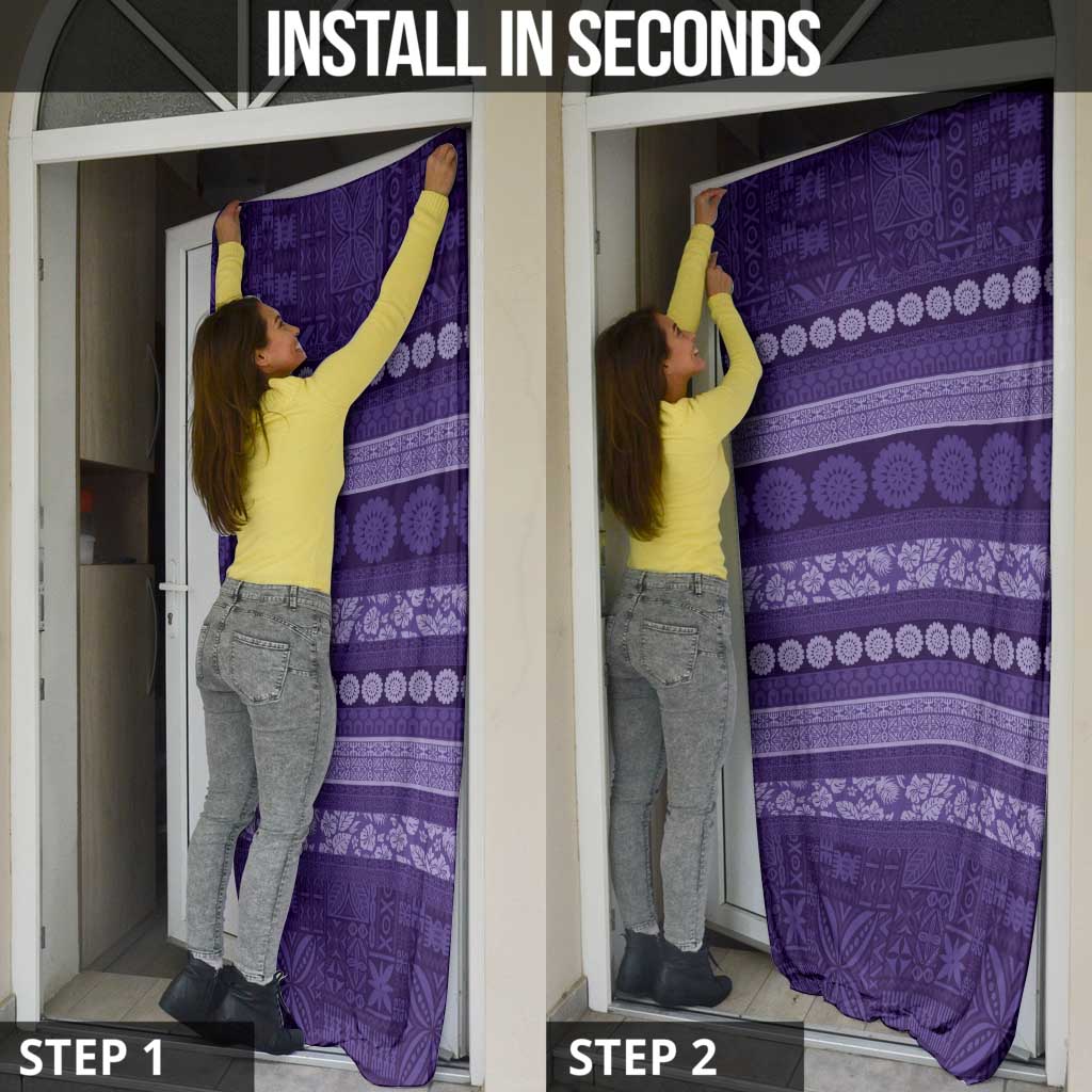 Fiji Marau na Kerisimasi Door Cover Purple Tapa Masi Inspired Christmas - Polynesian Pride