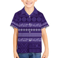 Fiji Marau na Kerisimasi Family Matching Short Sleeve Bodycon Dress and Hawaiian Shirt Purple Tapa Masi Inspired Christmas - Polynesian Pride