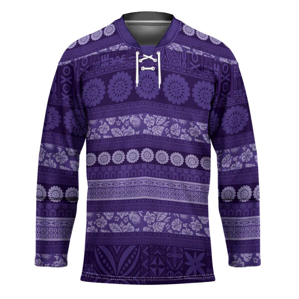 Fiji Marau na Kerisimasi Hockey Jersey Purple Tapa Masi Inspired Christmas - Polynesian Pride