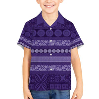 Fiji Marau na Kerisimasi Kid Hawaiian Shirt Purple Tapa Masi Inspired Christmas - Polynesian Pride