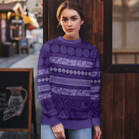 Fiji Marau na Kerisimasi Ugly Christmas Sweater Purple Tapa Masi Inspired Christmas - Polynesian Pride