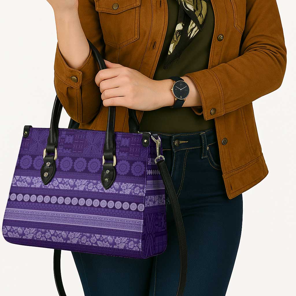 Fiji Marau na Kerisimasi Leather Bag Purple Tapa Masi Inspired Christmas - Polynesian Pride