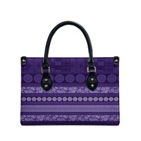 Fiji Marau na Kerisimasi Leather Bag Purple Tapa Masi Inspired Christmas - Polynesian Pride