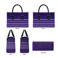 Fiji Marau na Kerisimasi Leather Bag Purple Tapa Masi Inspired Christmas - Polynesian Pride