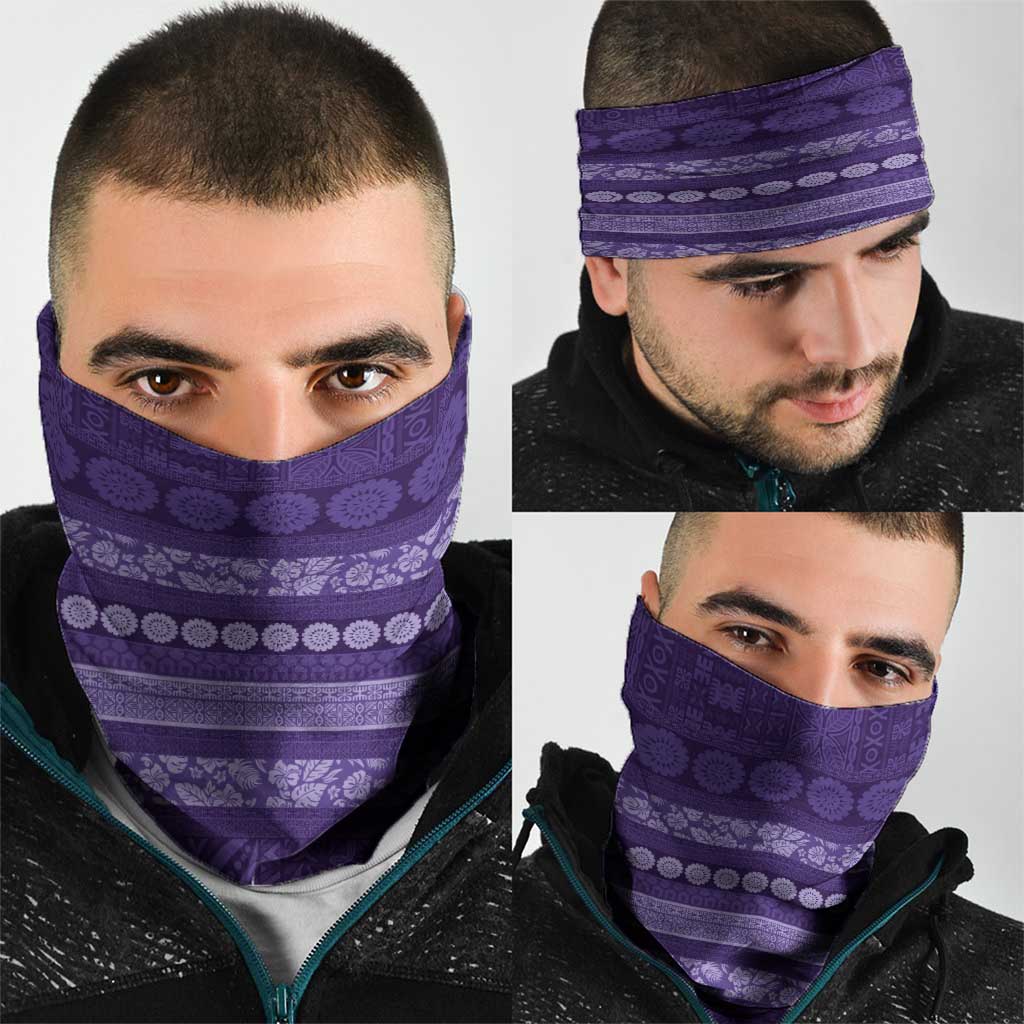 Fiji Marau na Kerisimasi Neck Gaiter Purple Tapa Masi Inspired Christmas - Polynesian Pride