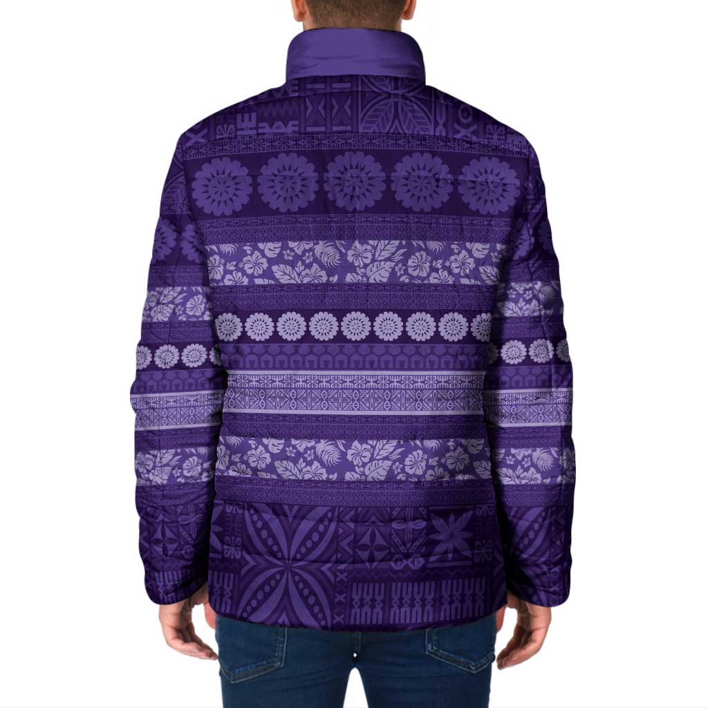 Fiji Marau na Kerisimasi Padded Jacket Purple Tapa Masi Inspired Christmas - Polynesian Pride