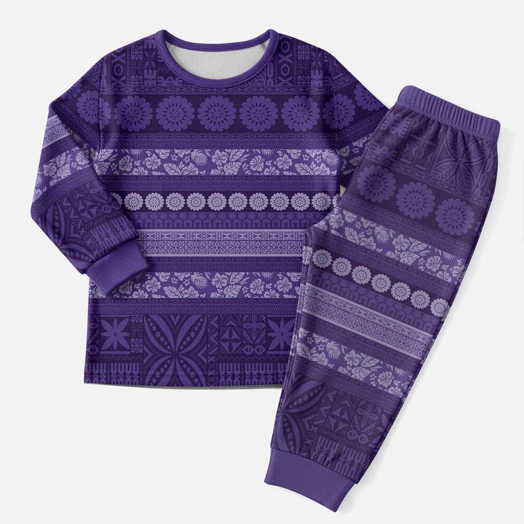 Fiji Marau na Kerisimasi Christmas Pajama Set Purple Tapa Masi Inspired Christmas - Polynesian Pride