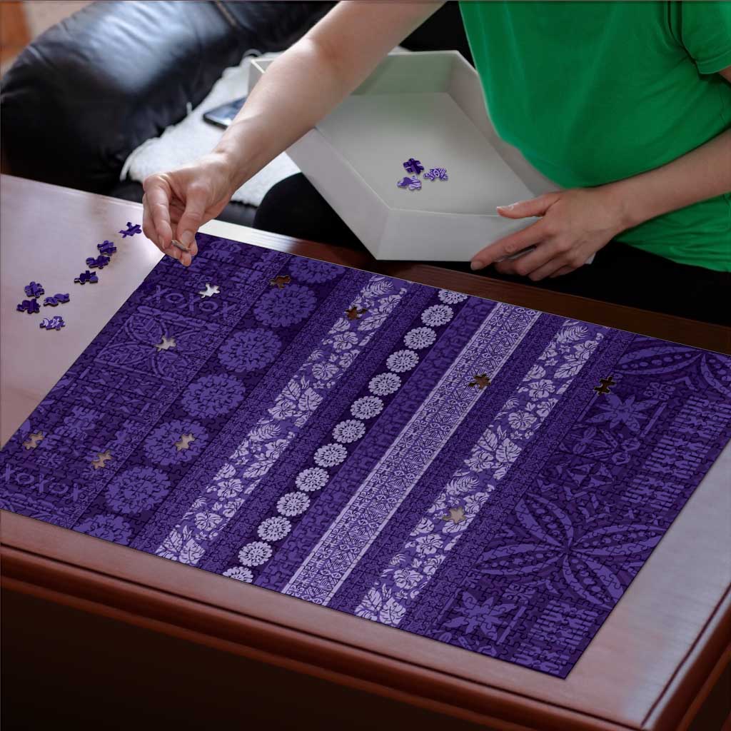 Fiji Marau na Kerisimasi Puzzle Purple Tapa Masi Inspired Christmas - Polynesian Pride
