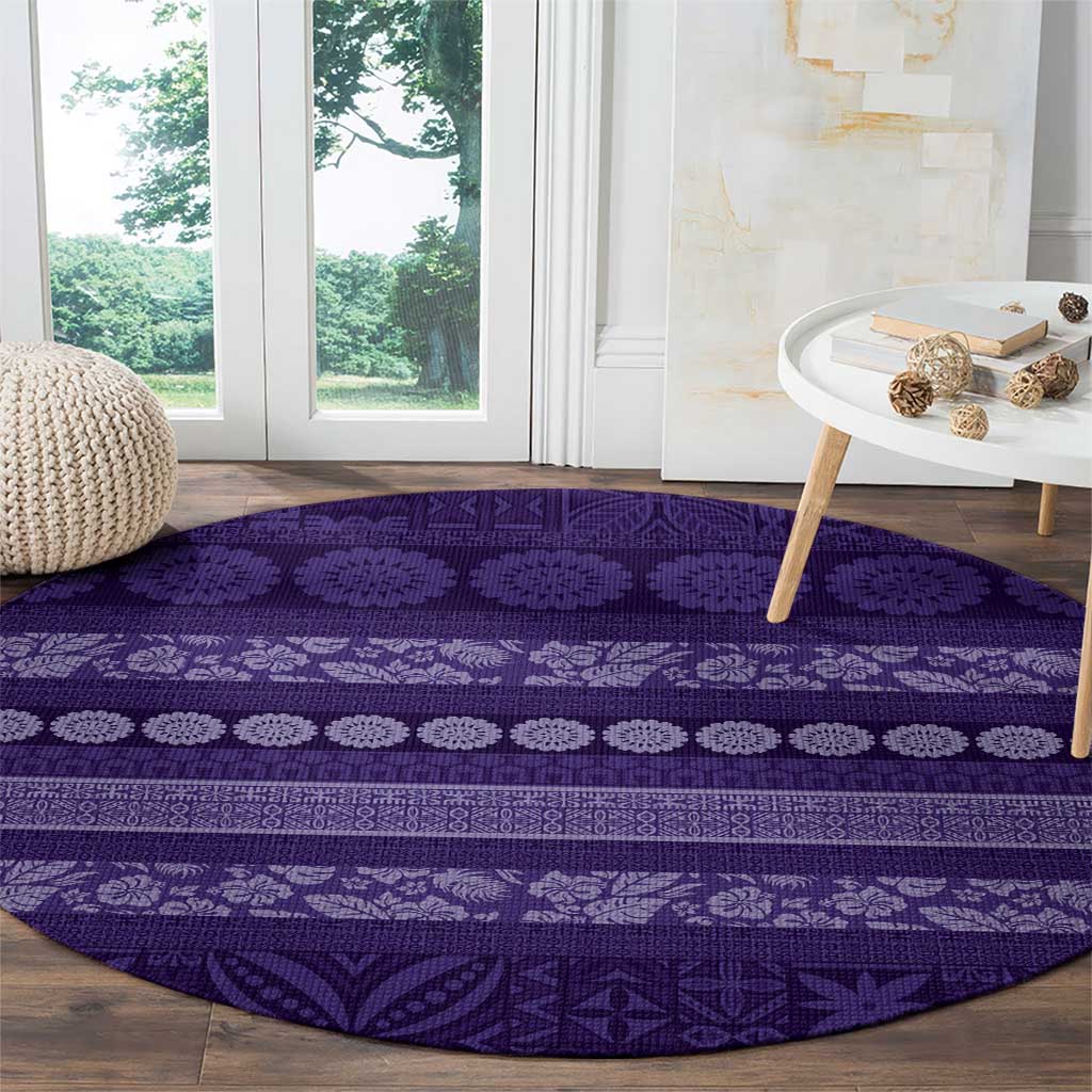 Fiji Marau na Kerisimasi Round Carpet Purple Tapa Masi Inspired Christmas - Polynesian Pride