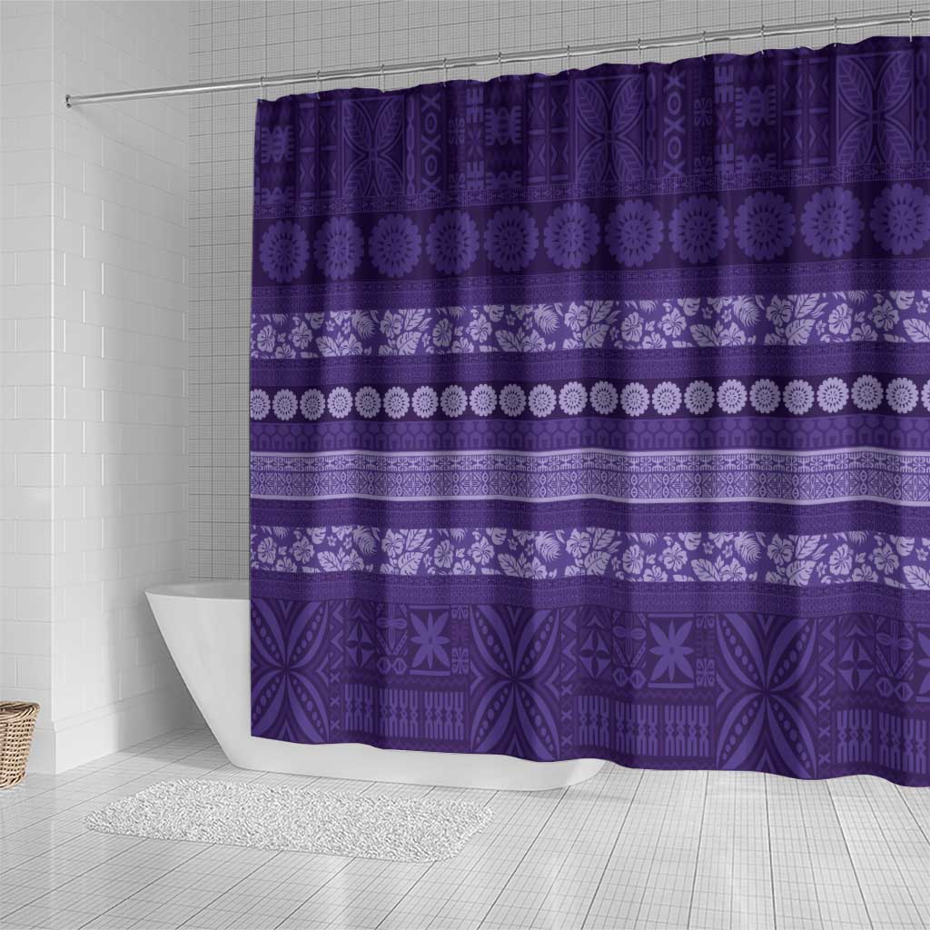 Fiji Marau na Kerisimasi Shower Curtain Purple Tapa Masi Inspired Christmas - Polynesian Pride