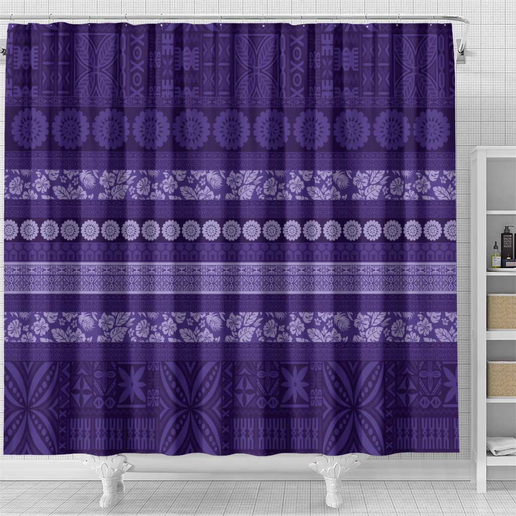 Fiji Marau na Kerisimasi Shower Curtain Purple Tapa Masi Inspired Christmas - Polynesian Pride