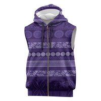 Fiji Marau na Kerisimasi Sleeveless Zip Hoodie Purple Tapa Masi Inspired Christmas - Polynesian Pride