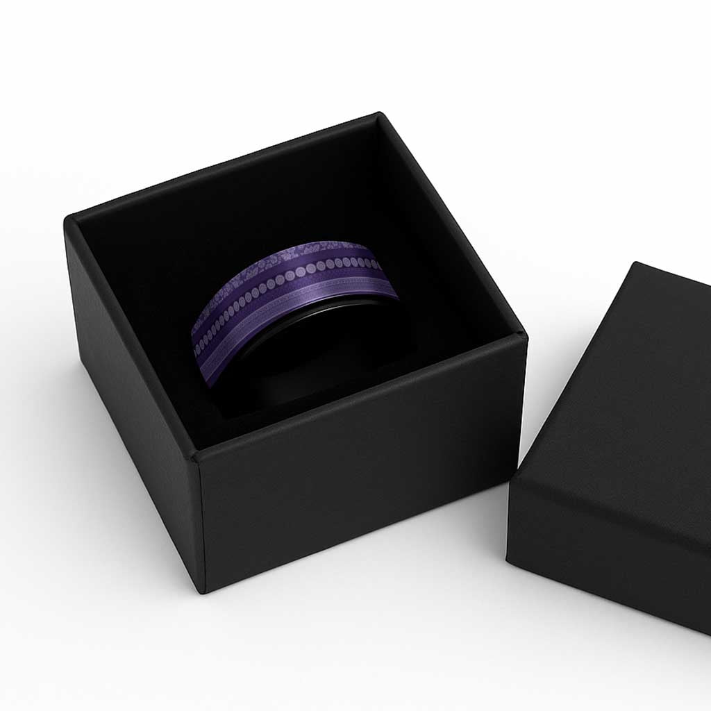 Fiji Marau na Kerisimasi Spinner Ring Purple Tapa Masi Inspired Christmas - Polynesian Pride