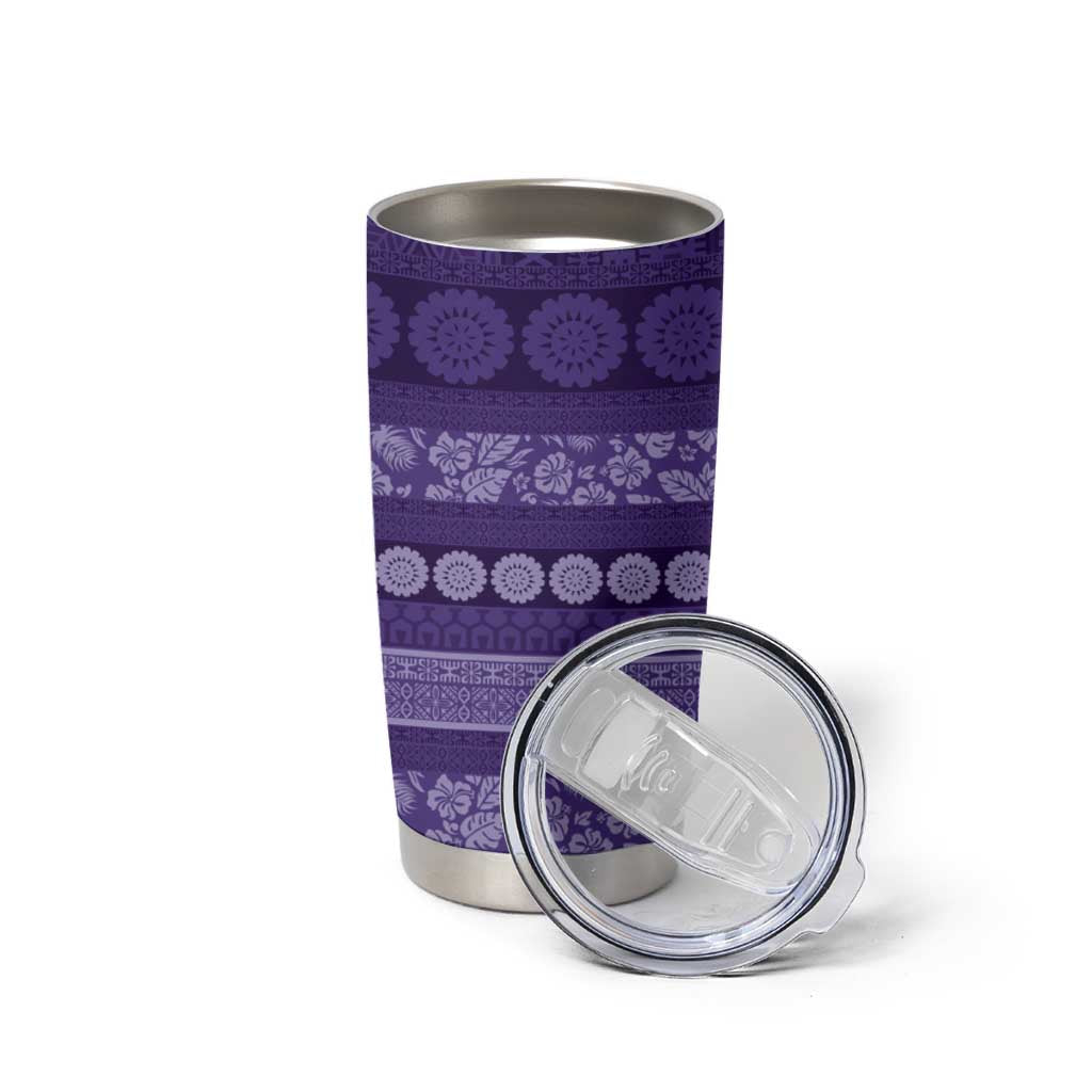 Fiji Marau na Kerisimasi Tumbler Cup Purple Tapa Masi Inspired Christmas - Polynesian Pride