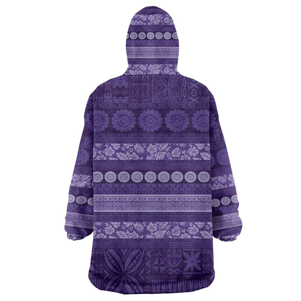 Fiji Marau na Kerisimasi Wearable Blanket Hoodie Purple Tapa Masi Inspired Christmas - Polynesian Pride