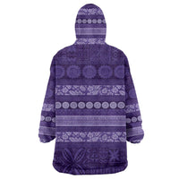 Fiji Marau na Kerisimasi Wearable Blanket Hoodie Purple Tapa Masi Inspired Christmas - Polynesian Pride
