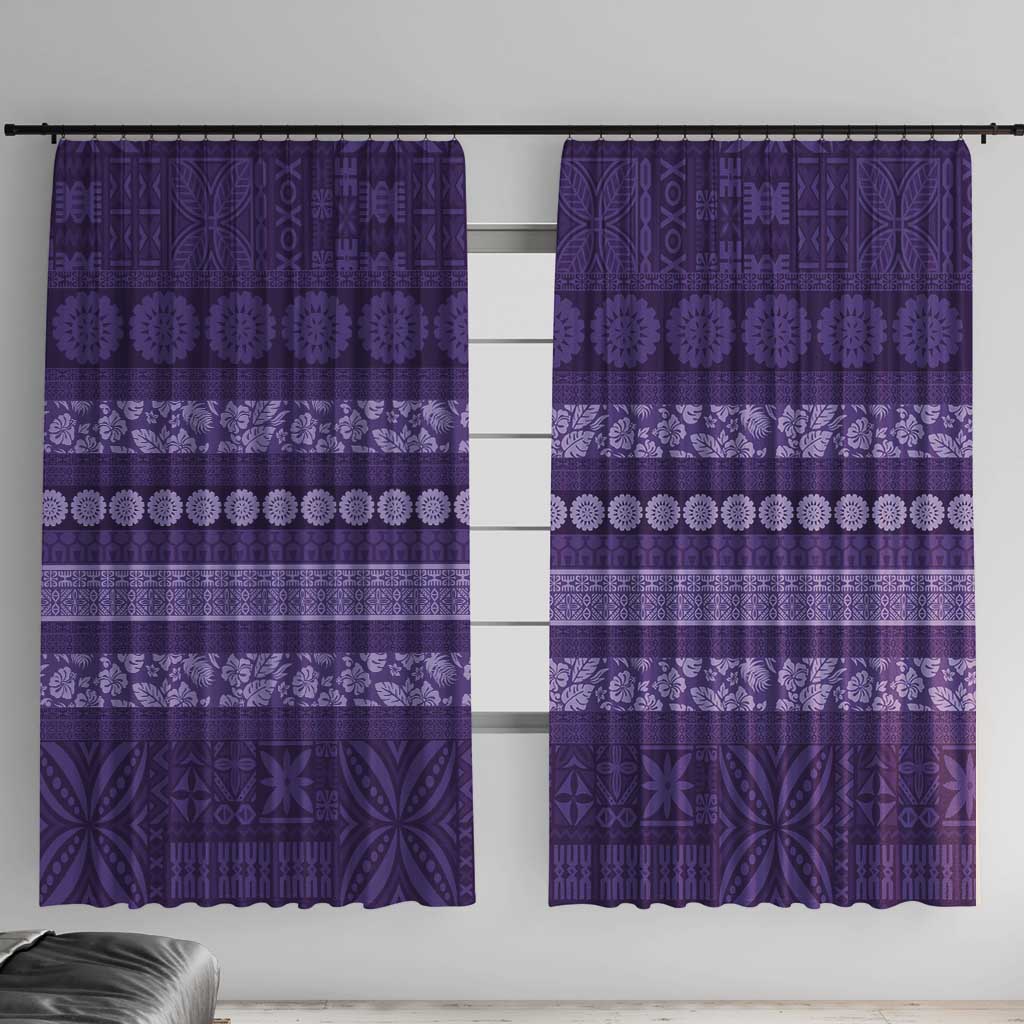 Fiji Marau na Kerisimasi Window Curtain Purple Tapa Masi Inspired Christmas - Polynesian Pride