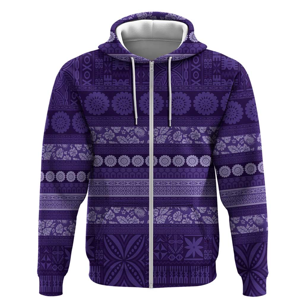 Fiji Marau na Kerisimasi Zip Hoodie Purple Tapa Masi Inspired Christmas - Polynesian Pride