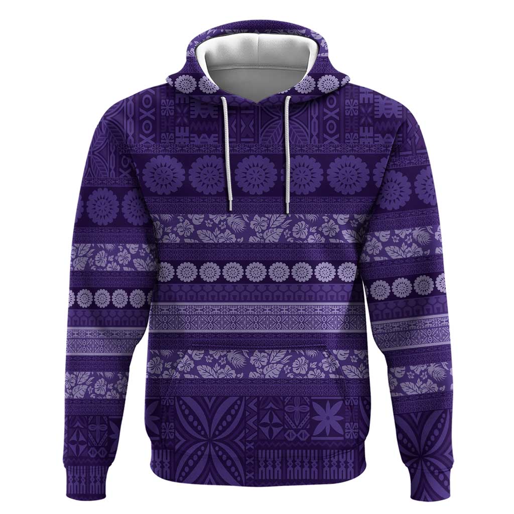 Fiji Marau na Kerisimasi Zip Hoodie Purple Tapa Masi Inspired Christmas - Polynesian Pride