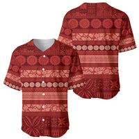 Fiji Marau na Kerisimasi Baseball Jersey Red Tapa Masi Inspired Christmas - Polynesian Pride