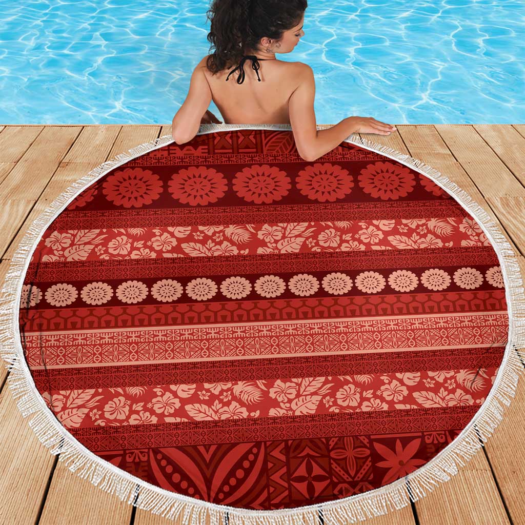 Fiji Marau na Kerisimasi Beach Blanket Red Tapa Masi Inspired Christmas - Polynesian Pride