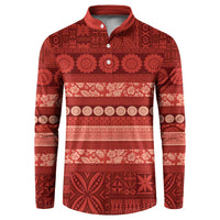 Fiji Marau na Kerisimasi Button Sweatshirt Red Tapa Masi Inspired Christmas - Polynesian Pride