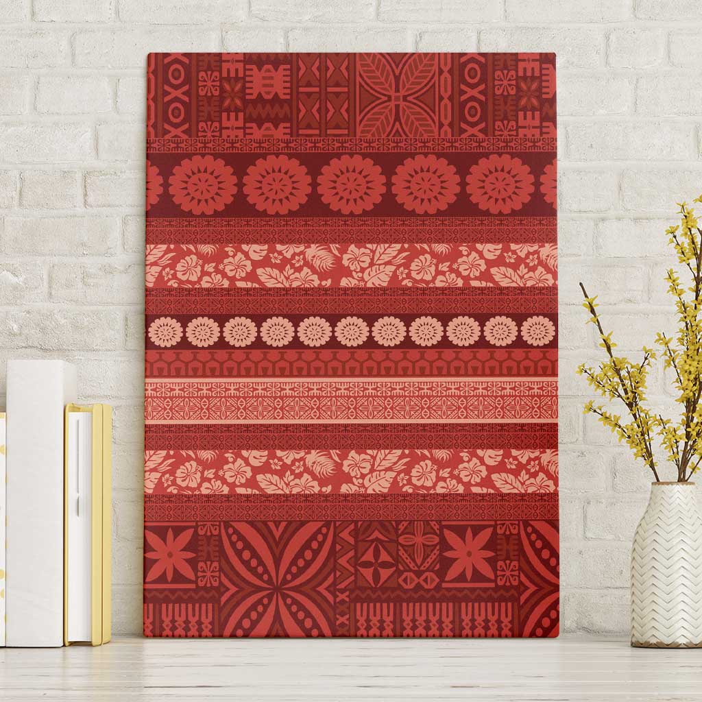 Fiji Marau na Kerisimasi Canvas Wall Art Red Tapa Masi Inspired Christmas - Polynesian Pride