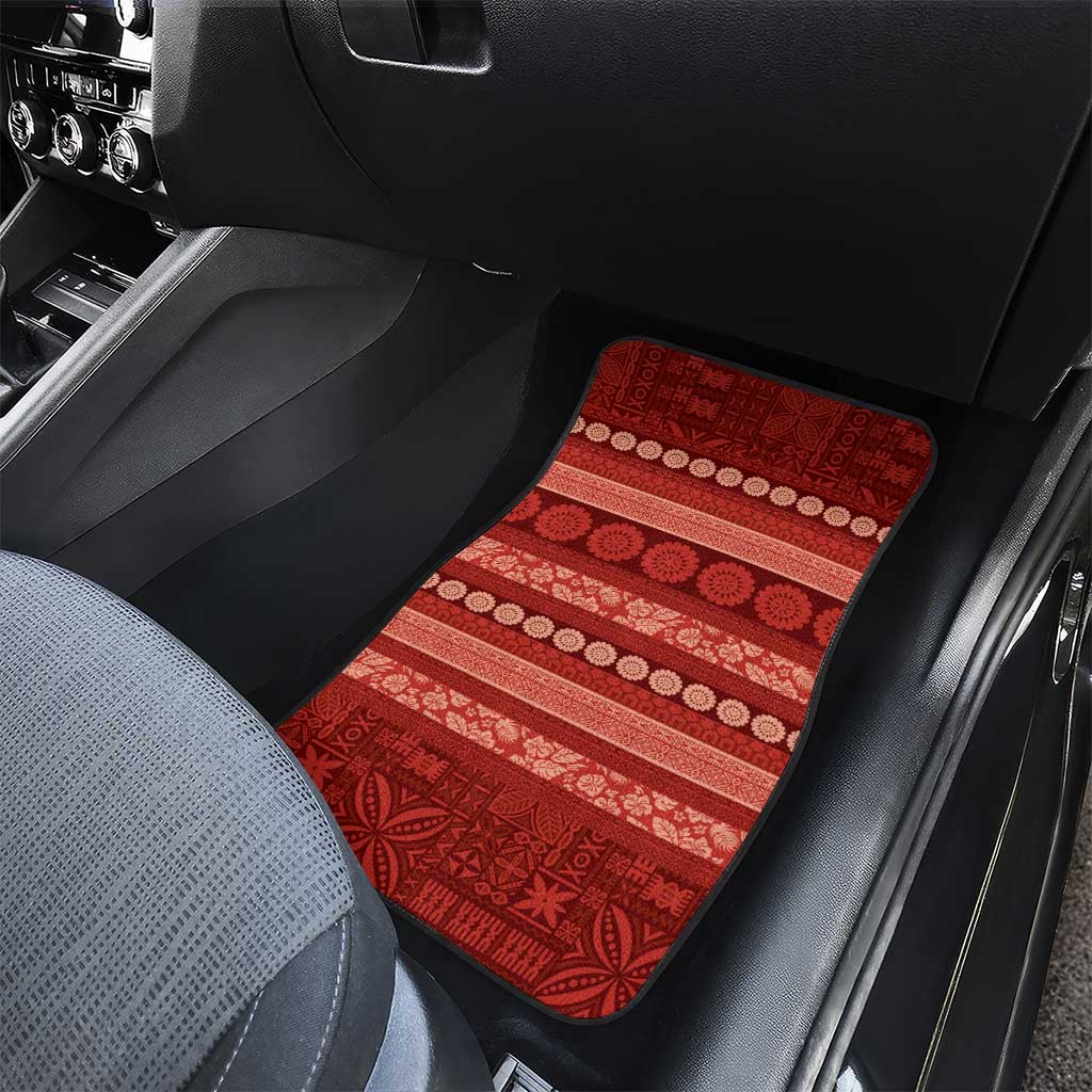 Fiji Marau na Kerisimasi Car Mats Red Tapa Masi Inspired Christmas - Polynesian Pride