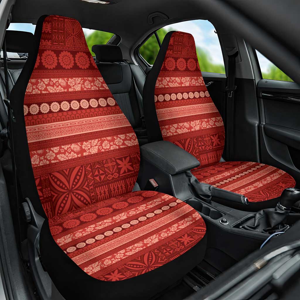 Fiji Marau na Kerisimasi Car Seat Cover Red Tapa Masi Inspired Christmas - Polynesian Pride