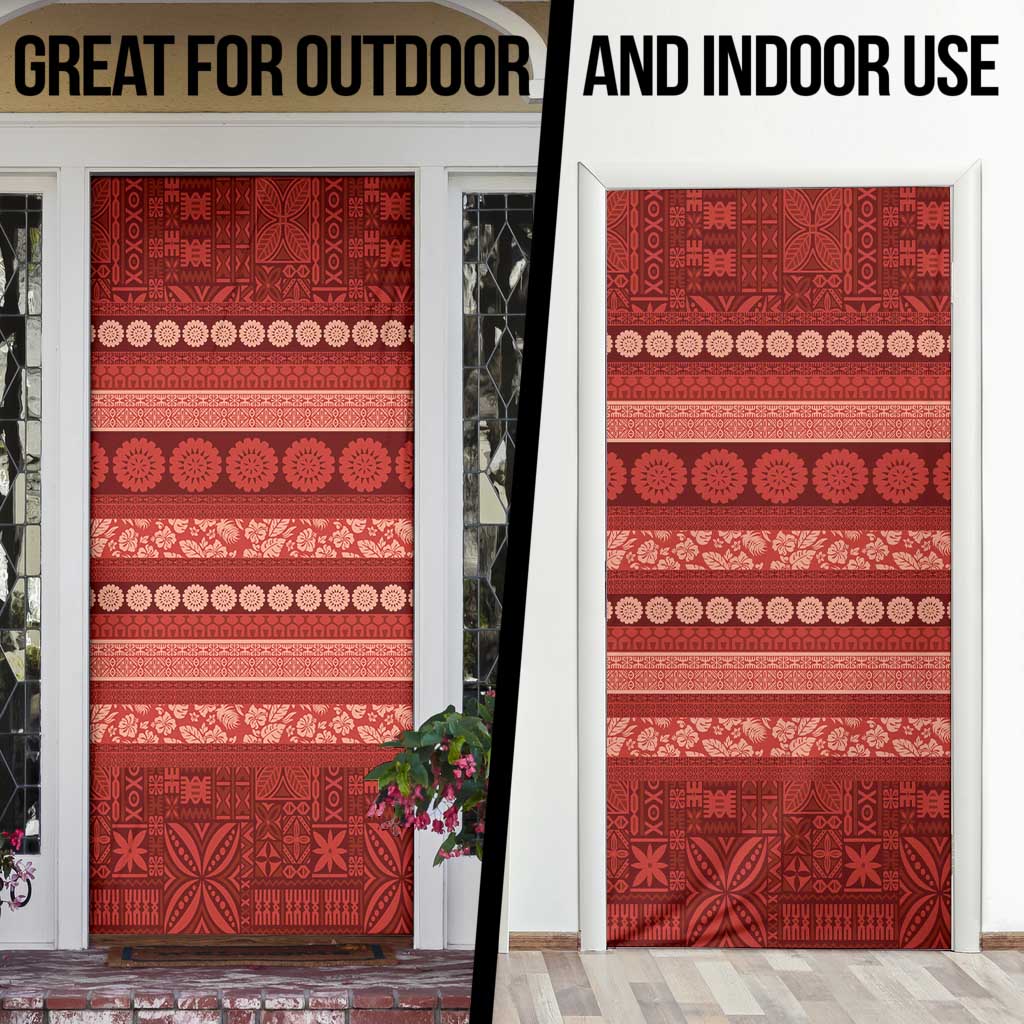 Fiji Marau na Kerisimasi Door Cover Red Tapa Masi Inspired Christmas - Polynesian Pride