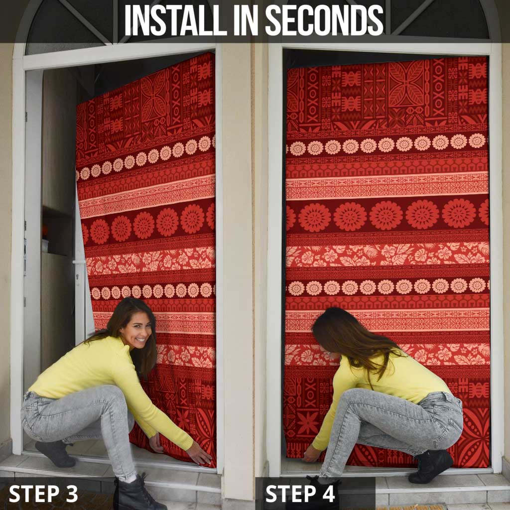 Fiji Marau na Kerisimasi Door Cover Red Tapa Masi Inspired Christmas - Polynesian Pride