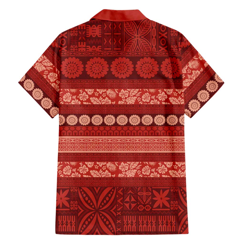 Fiji Marau na Kerisimasi Family Matching Long Sleeve Bodycon Dress and Hawaiian Shirt Red Tapa Masi Inspired Christmas - Polynesian Pride