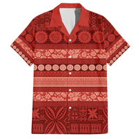 Fiji Marau na Kerisimasi Family Matching Off The Shoulder Long Sleeve Dress and Hawaiian Shirt Red Tapa Masi Inspired Christmas - Polynesian Pride